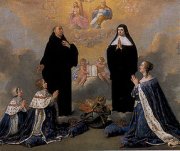 Anne d'Autriche et ses fils priant devant saint Benoît et sainte Scholastique (Philippe de Champaigne)