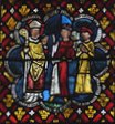 le Comte d'Alsace Hunon & sa femme Huna demandant à Deodatus de rester avec eux, cathédrale de Saint-Dié