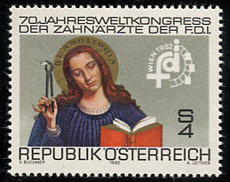 Sainte Apolline sur un timbre autrichien