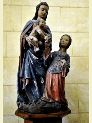 Le mariage mystique de Sainte Catherine d'Alexandrie, bois sculpté église de Rioux