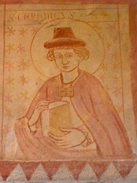 Saint-Céneri. Détail des fresques de l'église de Saint-Céneri-le-Gérei (61)