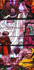 vitrail de Diogène, église Saint-Nicolas-en-Cité, Arras