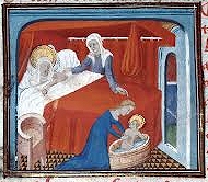 Nativité de la Vierge, enluminure du XVe sc